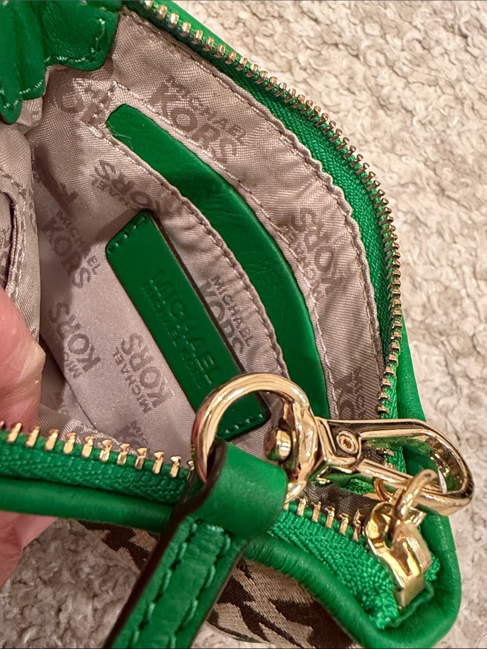 New Michael Kors Tan and Green Logo
Wristlet - Picture 9 of 11